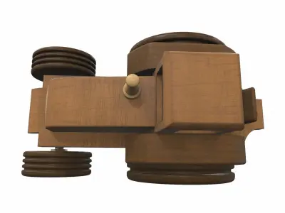 Wooden tractor toy 3 Free 3D model