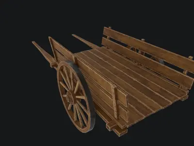 Old Wooden Cart Low-poly 3D model