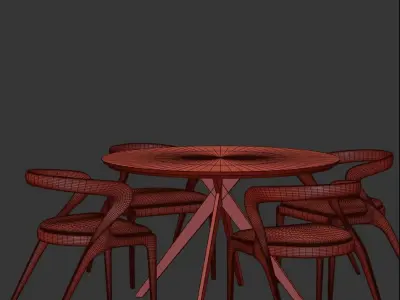 Dinning chair and table set9 3D model