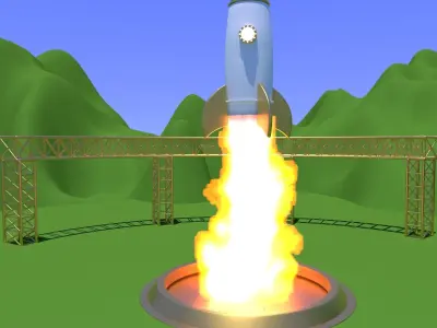Rocket Ascension cartoon animation Free 3D model
