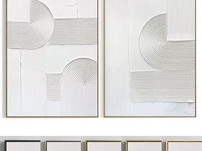 Plaster Two Photo Frame 356 Low-poly 3D model
