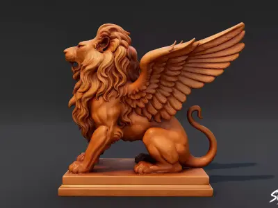 Lion Statue V12 Low-poly 3D model