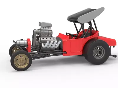 Vintage Winged Front engine dragster Scale 1 to 25 3D print model