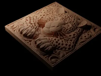 Jaguar CNC 3d Print High Relief Sand Casting 3D print model