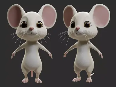 Mouse Cartoon Low-poly 3D model