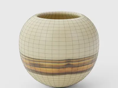 Hand Blown Frosted Art Glass Vase with Multi Color Stripe 3D model