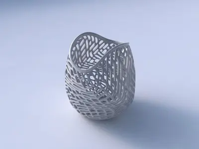 Bowl compressed and twisted with twisted lattice tiles 3D print model
