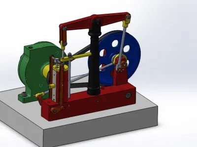 Miniature Steam Engine with Horizontal Beam and Centrifugal P... Free 3D model