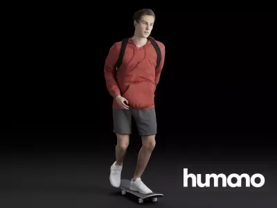 Humano Skateboarding Man 0812 3D model