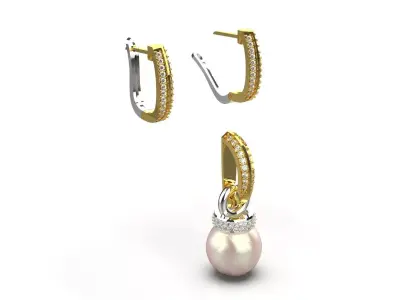 Pearl Drop Earring Set Classic Shine with a Modern Touch ps0012 3D print model