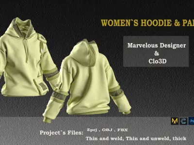 Women  hoodie and pants set 3D model