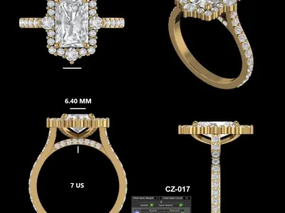 Radiant Engagement Ring 3D print model