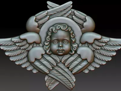 Cherub 3d model statue of angel with wings 3D print model