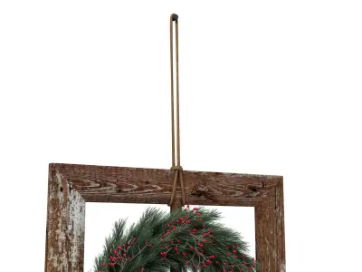 Wood bench Christmas decoration 3D model