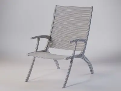 Classic wooden lounge chair 63x94x100 Low-poly 3D model