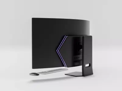 Curved monitor computer 3D model