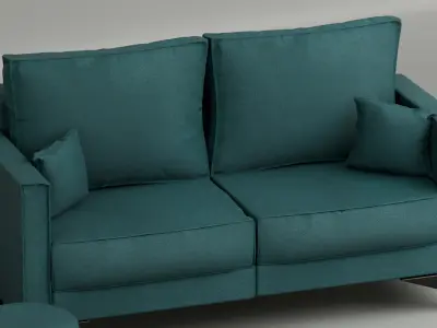 Couch with chair and stool 3D model