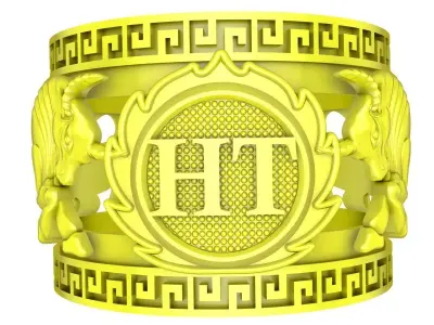 Luxury Greek Key Signet Ring for Men  4996 3D print model