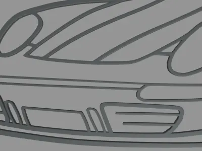 Porsche 911 2023 Perspective Wall Silhouette 3D print model