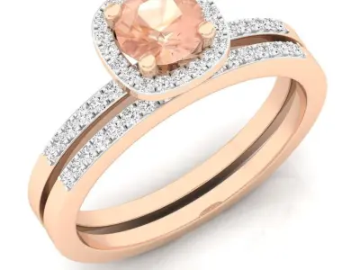 Cushion shape halo Diamond Ring and band for woman 3D print model purchase