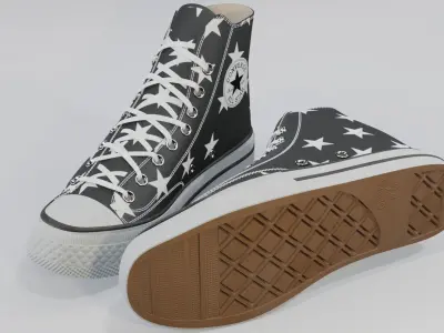Basketball Leather Shoes Converse All star Black Stars 3D model