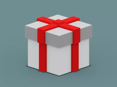 Voxel Gift  Low-poly 3D model