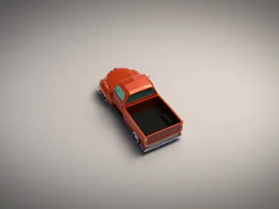 Low-Poly Cartoon Vintage Pickup Truck Low-poly 3D model