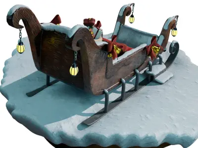 Santa s sleigh Low-poly 3D model
