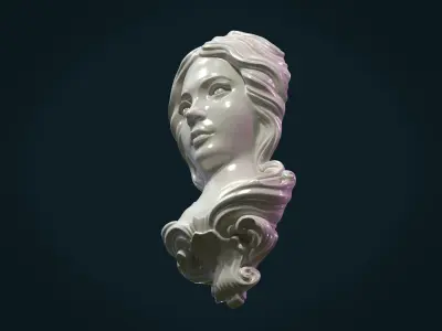 Female woman Face Mascaron 3D print model