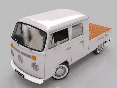 VOLKSWAGEN T2 PICKUP DOUBLE CAB 1974 3D model