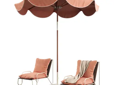 market umbrella coco republic coral natural 3D model