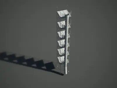 Construction rubbish chute and scaffolding Low-poly 3D model