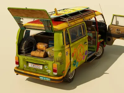 Volkswagen Transporter Van Stylized Low-poly 3D model