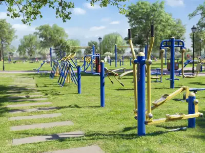 Outdoor Fitness Equipment Low-poly 3D model