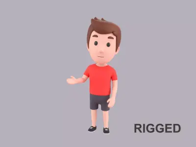 Cartoon Male Character Rigged 001 3D model