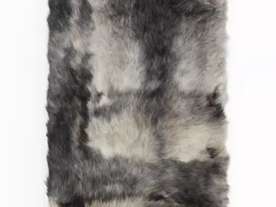 Sheepskin Rug Rectangle Dark Gray 3D model