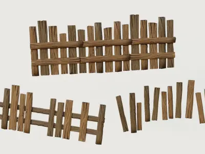 Nature map with objects Low-poly 3D model