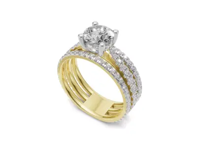 Solitaire Engagement Ring with Pointer Round Diamond 3D print model