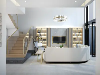 Modern Classic Living and Pantry 3D model