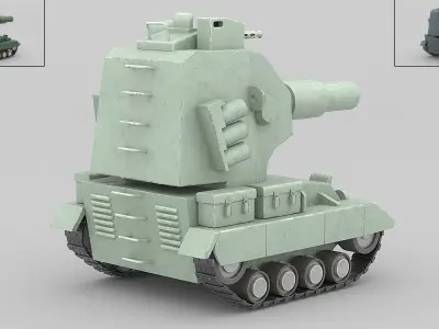 Cartoon tank 2 3D model