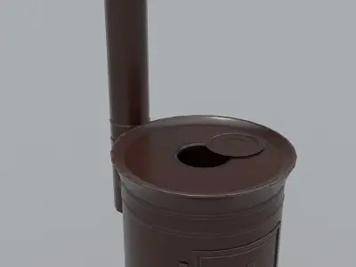 Stove PBR metal pipe with handle Low-poly 3D model