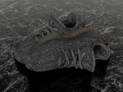 ADIDAS YEEZY BOOST RUNNER 350 V2 STATIC BLACK 3D SHOES Low-poly 3D model