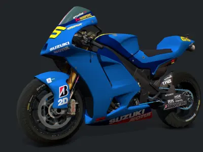 Suzuki Racing Bike Low-poly 3D model