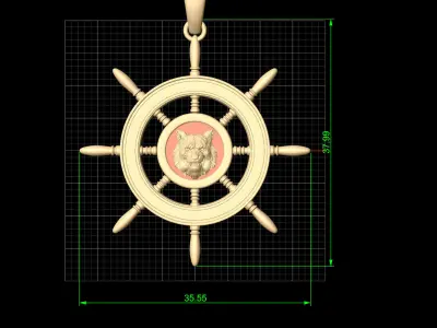 Wolf wheel pendant silver gold jewelry printable 3D model 3D print model