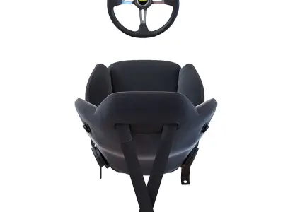 Racing seat Recaro and Wheel MOMO 3D model