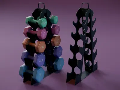 Vinyl Dumbbell Set Low-poly 3D model