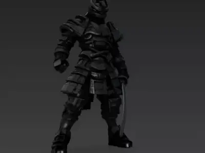 Decorated Samurai Warrior with Weapons 3D model