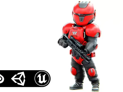 CYBER SOLDIER XC-200 Rigged for Unreal Engine - Unity - MIXAMO  3D model
