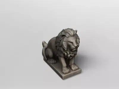 Regal Stone Lion Statue 3D Model 3D model