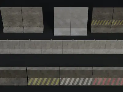 Concrete Barrier Set  Low-poly 3D model